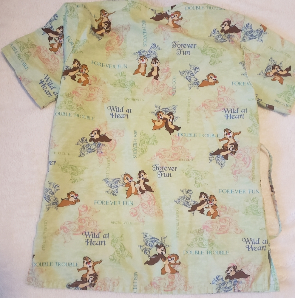 Disney Scrub Top Size XS Chip & Dale - Picture 2 of 5